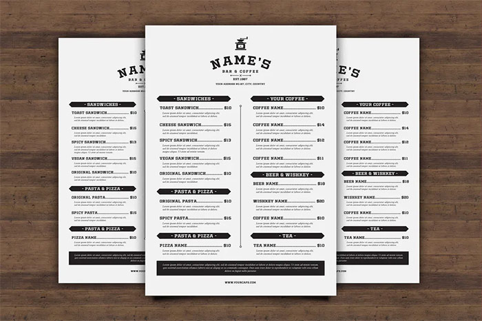 Vintage Bar & Coffee Menu