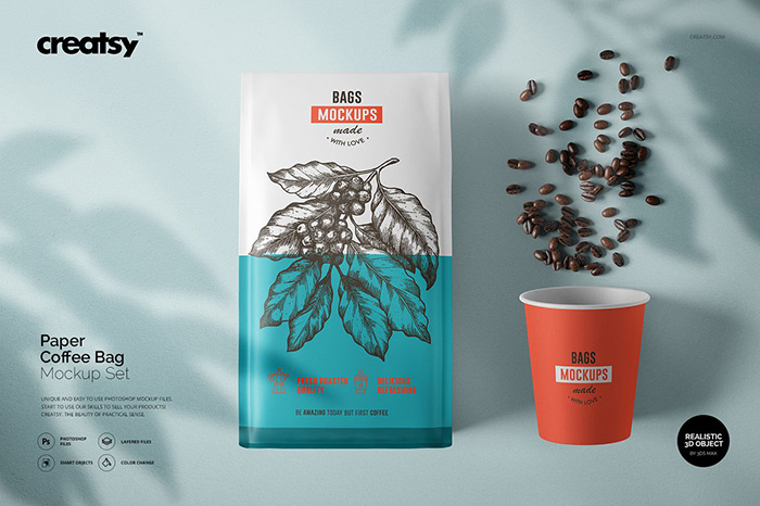 Paper Coffee Bag Mockup Set