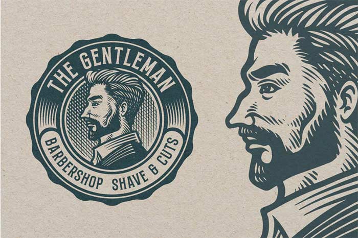 Barbershop Vintage Engraving Template Logo