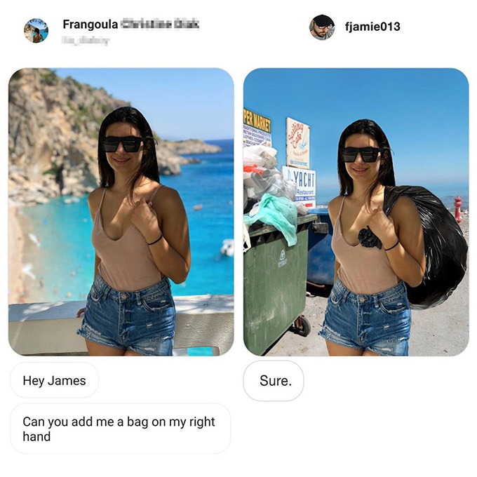 lady requests bag funny photo edits