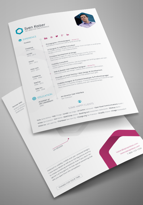 Free Hexagon Vita/Resume/CV